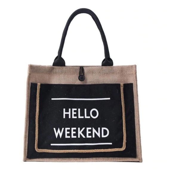 Hello Weekend Mode- Tassel Linen Shoulder Bag - Picture 5 of 8